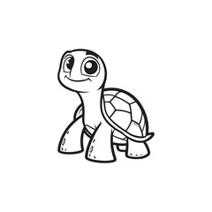 Adorable Cartoon Turtle and Baby Alligator Vector Illustration.