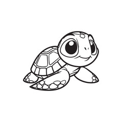 Adorable Cartoon Turtle and Baby Alligator Vector Illustration.