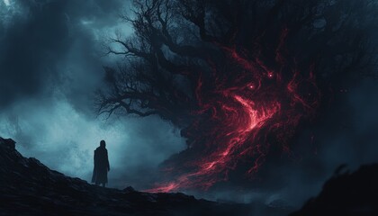 Fototapeta premium Otherworldly Fear: Dark and Intense Fantasy Scenes Digitally Illustrated