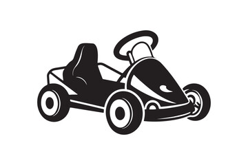 Gokart sport automotive silhouette vector illustration logo.