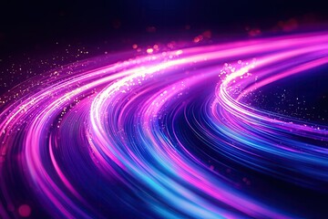 Vibrant Neon Light Trails . Futuristic Abstract Art For Digital Design and Posters.