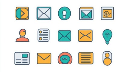 Contact thin line icon set.