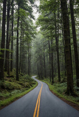 Fototapeta premium Narrow winding road disappearing into a forest