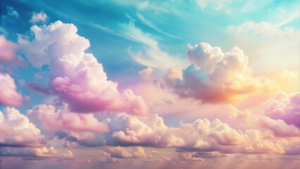 nostalgic pastel sky with fluffy clouds, retro, vintage, 80s, 70s, sky, clouds, pastel, aesthetic,...