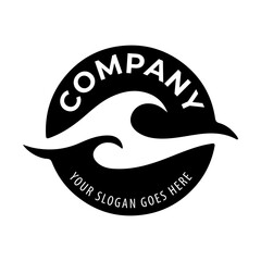 Wave sea logo silhouette vector