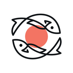 Sushi fish salmon logo vector