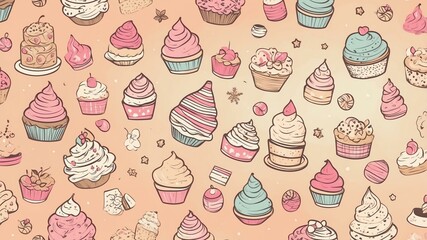 miscellaneous holiday patterns baking icons seamless pattern on pastel color background