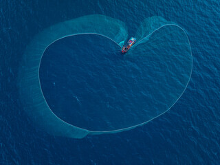 Anchovy fishing season in Dai Lanh sea, Phu Yen, Vietnam.