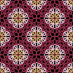 Pattern with crochet granny square with flowers wallpaper handmade decorative art design print