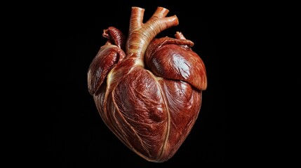 Human heart on a black background.
