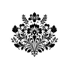 Abstract linocut flowers with magic, girls and mystical in ornate rural folk scandinavian style. Hand drawn Illustration, Linocut Blockprint.