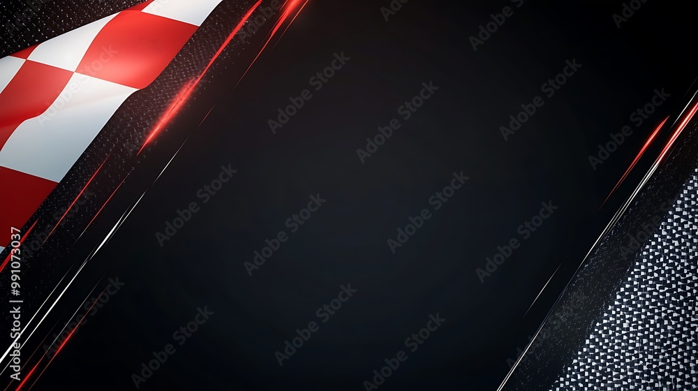 Aufkleber abstract checkered flag with glowing lines on black background.