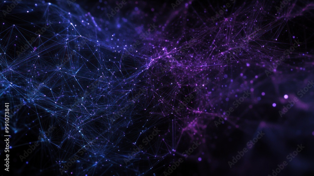Aufkleber abstract digital network with interconnected nodes and vibrant colors.