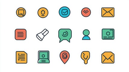 Contact thin line icon set. Containing phone, email envelope, chat bubble, address book , person icon, mobile phone, message