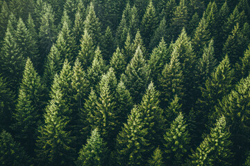 Obraz premium Aerial view of a nordic pines forest.