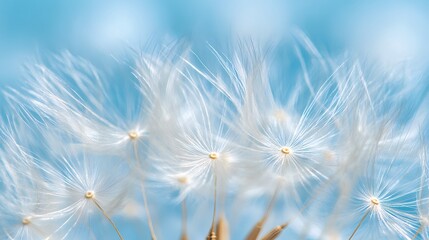Obraz premium Dandelion Flower Under Blue Sky, Minimalist, Abstract Image, Texture, Pattern Background, Wallpaper, Cover and Screen of Smartphone, PC, Laptop, 9:16 and 16:9 Format