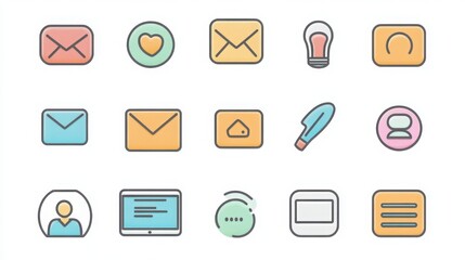 Contact thin line icon set. Containing phone, email envelope, chat bubble, address book , person icon, mobile phone, message