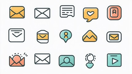 Contact thin line icon set. Containing phone, email envelope, chat bubble, address book , person icon, mobile phone, message