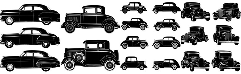 For cityscapes and street scenes, a taxi silhouette set for urban transport