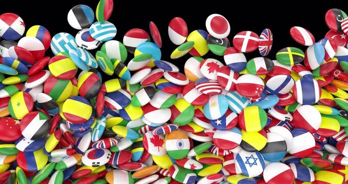 3d animated world flags on transparent alpha channels