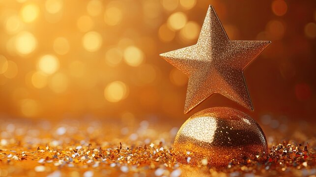 Abstract orange background with confetti and an employee awards icon.