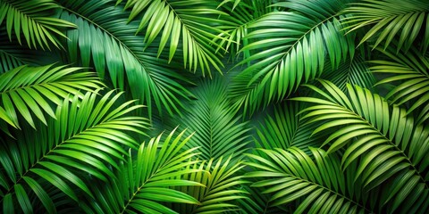 Lush green palm leaves creating a tropical wallpaper, tropical, palm leaves, foliage, botanical, nature, green