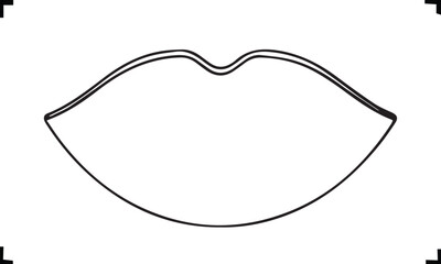 Outline Drawing of Lips: Minimalist Black and White Vector Illustration of Human Mouth, Simple Line Art Design for Graphic Projects