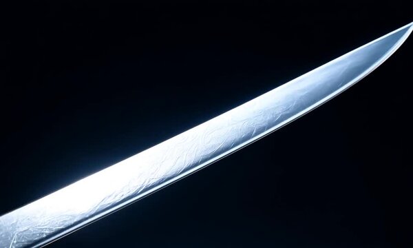 Sharp unique traditional sword on black background. Generative AI