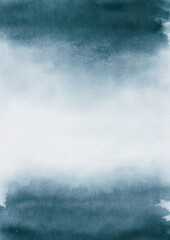 Abstract Watercolor Gradient in Shades of Deep Green and Teal, Watercolor Background Texture