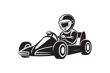 Gokart sport automotive silhouette vector illustration logo.