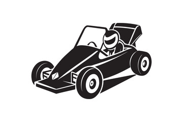 Gokart sport automotive silhouette vector illustration logo.