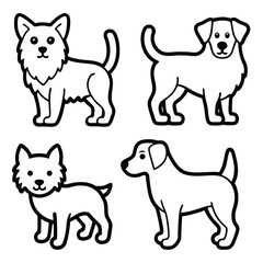 4 items different dog sticker adorable hand drawn.