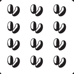Black and White Coffee Bean Pattern Background: Seamless Repeating Design of Coffee Beans for Cafe or Food Related Graphic Design Projects