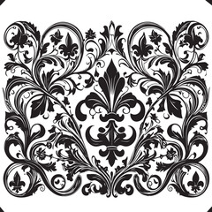 Ornate Black and White Fleur-de-Lis Vector Illustration: Vintage Decorative Floral Design Element for Graphic Design Projects