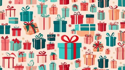 christmas presents seamless pattern on pastel color background