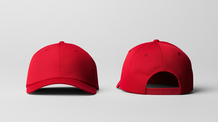 red cap mockup front and back view on white background