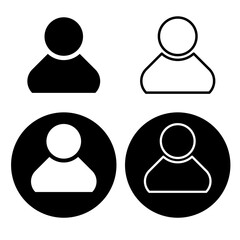 A set of four user profile icons in black and white, featuring solid and outlined designs for digital or UI use.
