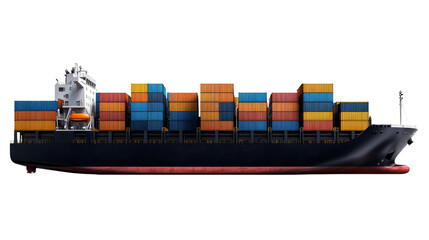 A large cargo ship with many containers on it