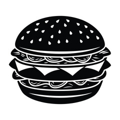 burger silhouette vector white background.