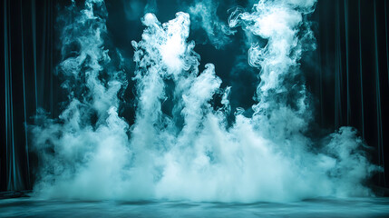 Aquamarine and White Smoke Creating Mystical Stage Atmosphere