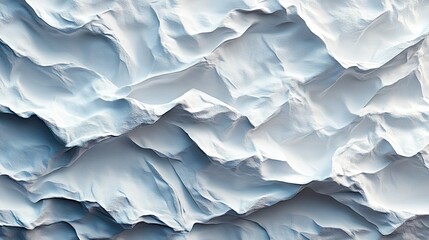 Obraz premium Detailed top view of a crumpled white paper sheet texture.