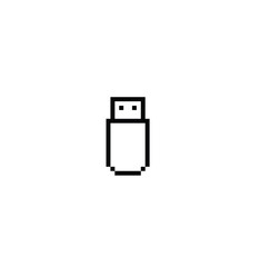 pixel  usb flash drive icon. Vector pixel art usb 8 bit logo for game