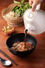 Delicious Hot Soup Poured Over Fresh Ingredients