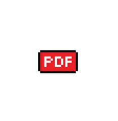 pixel pdf file icon. Vector pixel art pdf document  8 bit logo for game