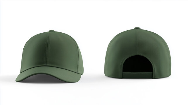green cap mockup front and back view on white background