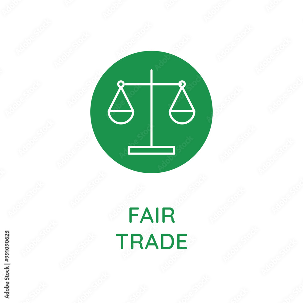 Poster Vector line design element, badge and icon for food and cosmetics packaging in mono linear style - fair trade
