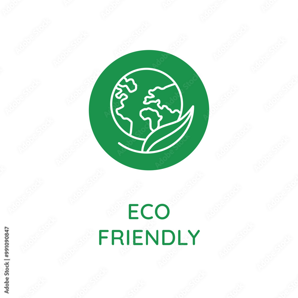Poster Vector line design element, badge and icon for food and cosmetics packaging in mono linear style - eco friendly