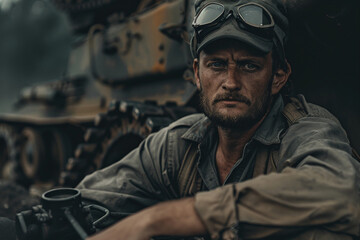 Obraz premium Special forces infantry troop soldier in full gear uniform AI generated image