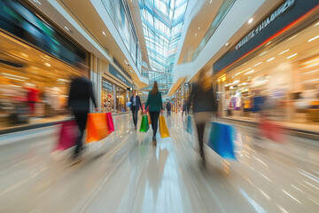 Obraz premium Motion blurred people in the shopping mall