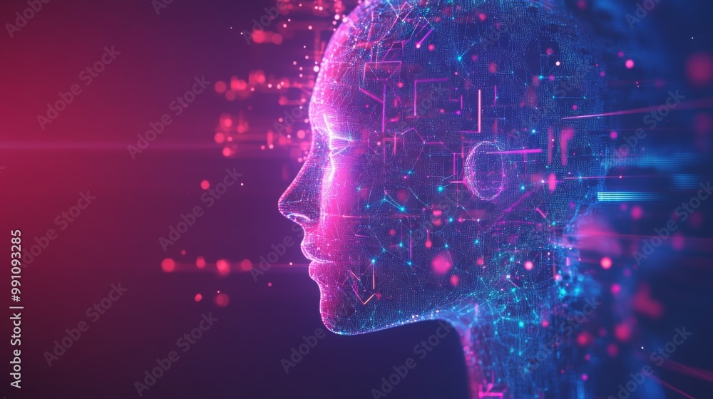 Poster conceptual technology illustration of artificial intelligence. abstract futuristic background